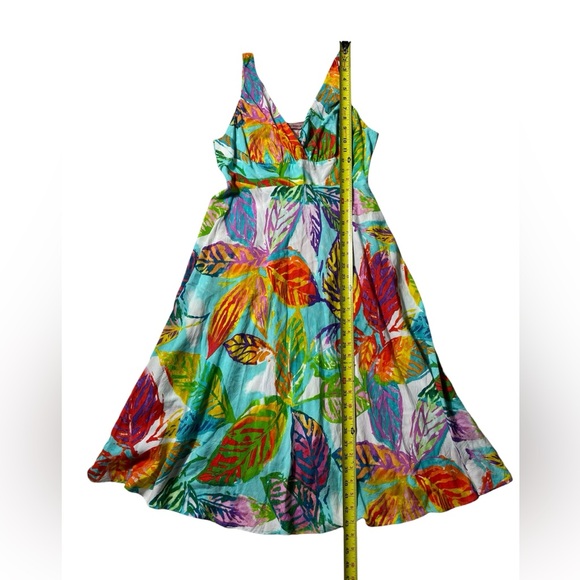 Jams World Colorful Palm Leaf Hawaiian Rayon Sleeveless Tank Dress Womens Medium - Picture 4 of 8